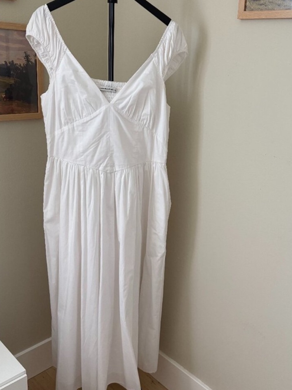 abercrombie & fitch corset cap sleeve midi dress white nwt